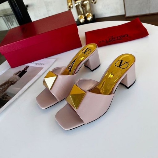 Valentino Ένα Στήριγμα Παχιά Τακούνια Διαφάνειες Γυναίκες Κεράσι Δέρμα Μοσχαριού