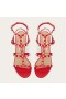 Valentino Rockstud Σανδάλια Με Λουράκι Στον Αστράγαλο Γυναικών Κόκκινο Δέρμα Μοσχαριού