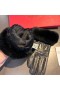 Valentino Vlogo Ανάγλυφο Γάντια Γυναίκες Sheepskin Με Τη Γούνα Κουνελιών Μαύρο