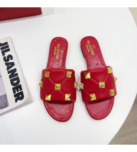 Valentino Ρωμαϊκή Stud Διαφάνειες Γυναικών Δέρματος Nappa Κόκκινο