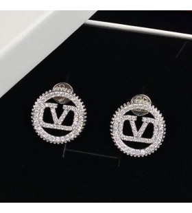 Valentino VLogo Υπογραφή Γύρο Σκουλαρίκια Με Μεταλλικό Με Κρύσταλλα Κρύσταλλα Ασημί