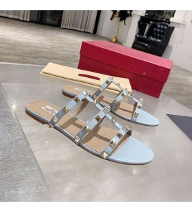Valentino Rockstud Διαφάνειες Γυναίκες Δερμάτινο Μπλε Του Ουρανού