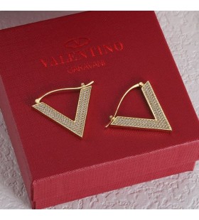 Valentino V Λεπτομέρεια Σκουλαρίκια Σε Μεταλλικό Με Κρύσταλλα Swarovski Σε Χρυσό