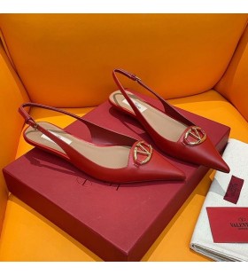 Valentino Vlogo Slingback Μπαλαρίνες Γυναικών Κόκκινο Δέρμα Μοσχαριού