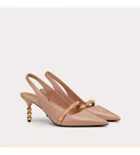 Valentino Rockstud Slingback Γόβες Με Τακούνι Γλυπτό Γυναίκες Caflskin Ροζ