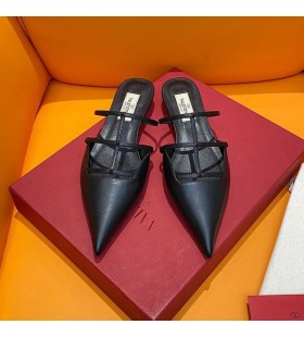 Valentino Rockstud Ψιλές Μουλάρια Γυναίκες Δερμάτινο Μαύρο/Μαύρο