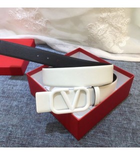 Valentino VLogo Υπογραφή Ζώνη 40MM Με το Λογότυπο Πόρπη Σε Λευκό δέρμα μοσχαριού