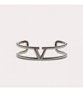 Valentino VLogo Υπογραφή Bangle Βραχιόλι Σε Μαύρο Μέταλλο