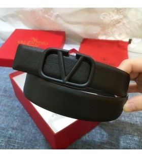Valentino VLogo Υπογραφή Ζώνη 40MM Με το Λογότυπο Πόρπη Σε Μαύρο δέρμα μοσχαριού